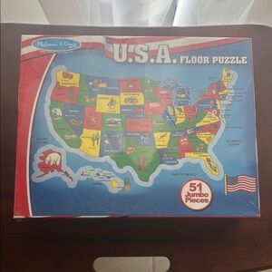 NIB Melissa & Doug USA Floor Puzzle - Red, Blue, Green